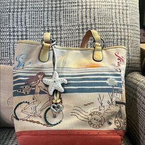 Brighton Cream and Red Tote Bag with Classic Design
